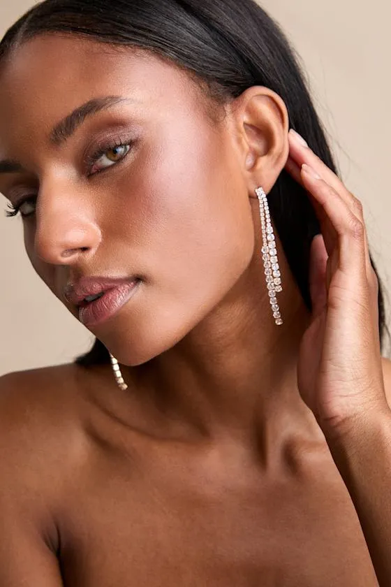 Jamille Gold Rhinestone Drop Earrings sold by Lulus product image thumbnail 3