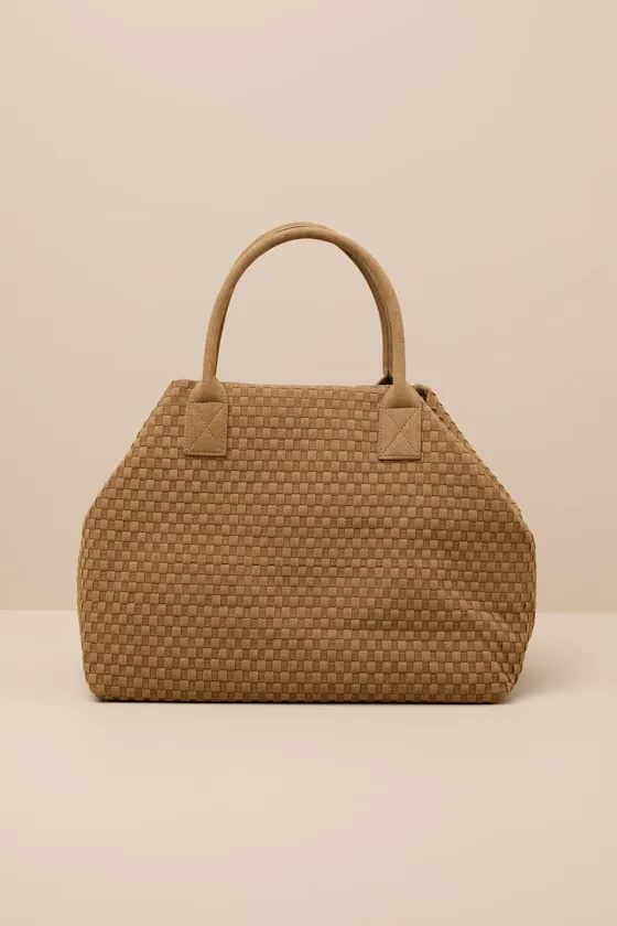 Big Time Moves Tan Suede Woven Oversized Tote Bag sold by Lulus product image thumbnail 3
