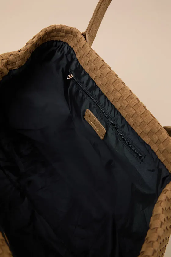 Big Time Moves Tan Suede Woven Oversized Tote Bag sold by Lulus product image thumbnail 4