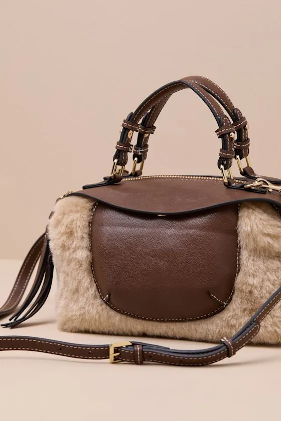 Luna Brown Multi Faux Fur and Vegan Leather Handbag sold by Lulus product image thumbnail 2