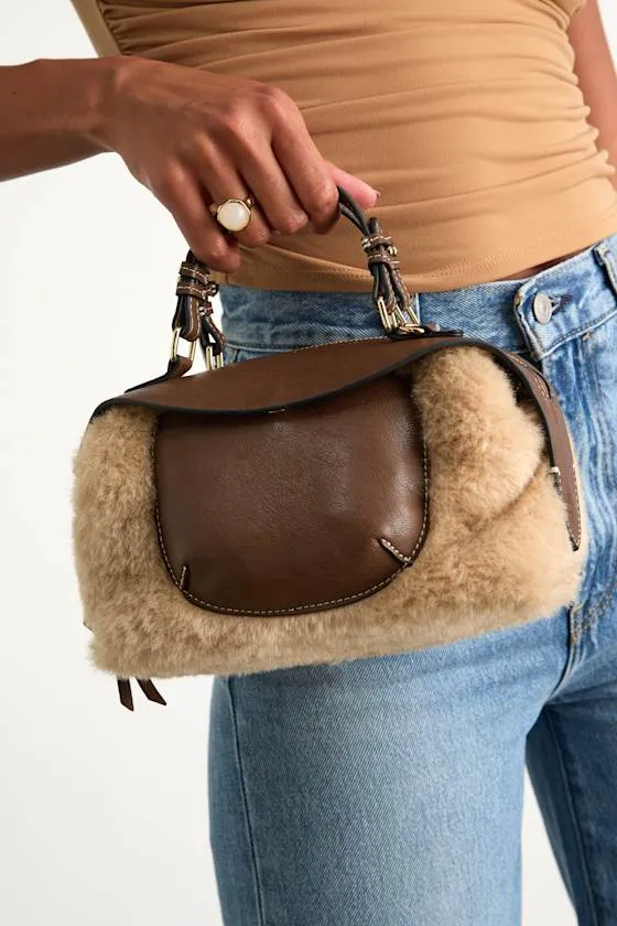 Luna Brown Multi Faux Fur and Vegan Leather Handbag sold by Lulus product image thumbnail 3
