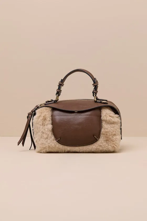 Luna Brown Multi Faux Fur and Vegan Leather Handbag sold by Lulus product image thumbnail 4