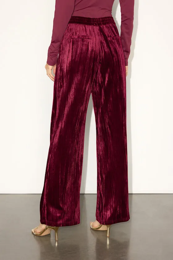 Tuley Dark Red Crushed Velvet Wide-Leg Pants sold by Lulus product image thumbnail 3