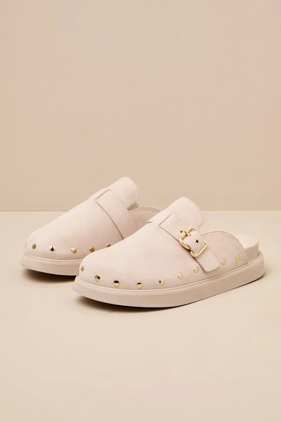 Tripoli Sand Suede Studded Slide-On Clogs sold by Lulus product image thumbnail 2