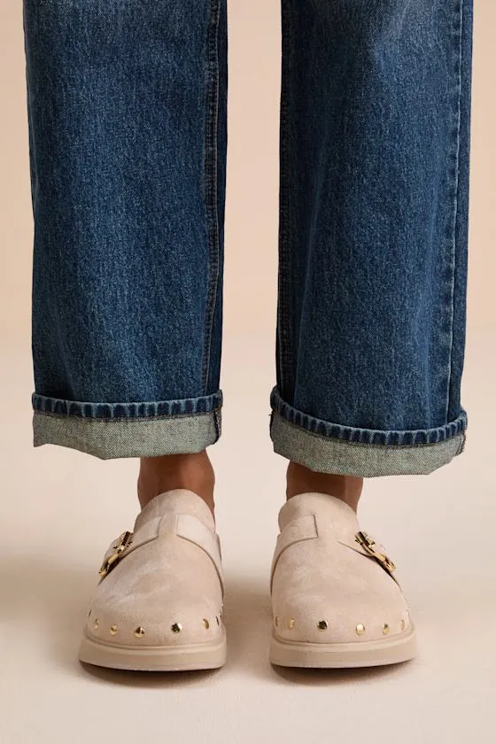 Tripoli Sand Suede Studded Slide-On Clogs sold by Lulus product image thumbnail 3