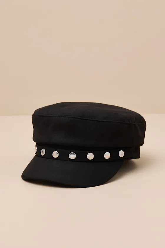 Wilfreda Black Suede Studded Cabbie Hat sold by Lulus product image thumbnail 2