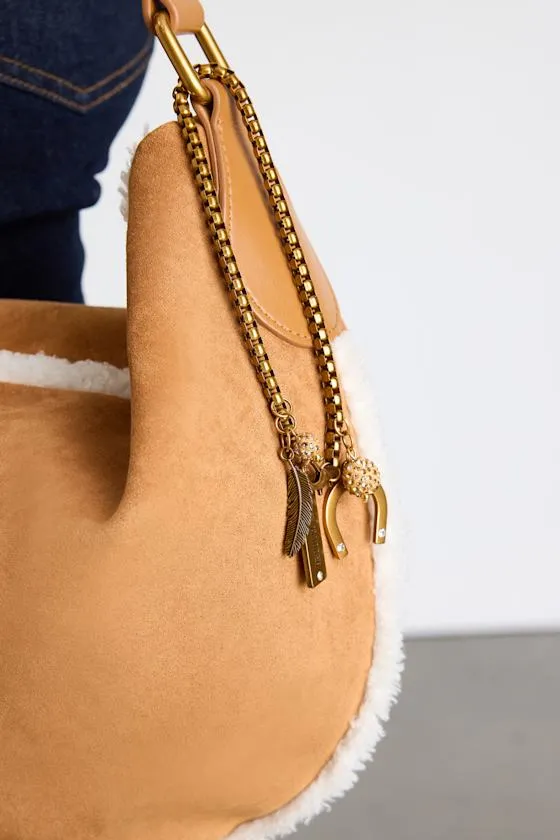 Cozie Tan Suede Faux Fur Shoulder Bag sold by Lulus product image thumbnail 3