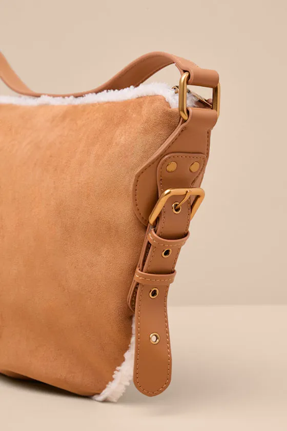 Cozie Tan Suede Faux Fur Shoulder Bag sold by Lulus product image thumbnail 4