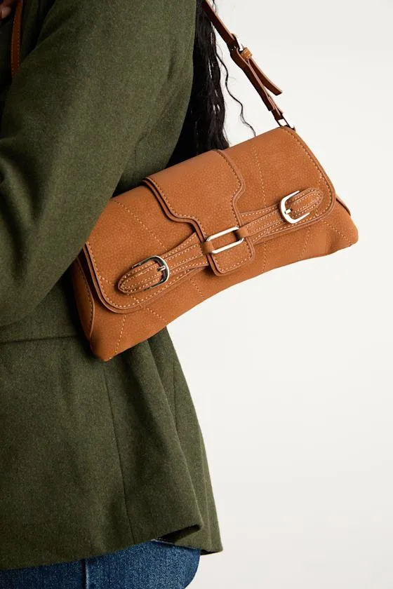 Aubryn Light Brown Suede Buckle Shoulder Bag sold by Lulus product image thumbnail 2