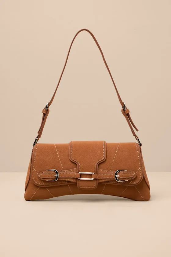 Aubryn Light Brown Suede Buckle Shoulder Bag sold by Lulus product image thumbnail 3