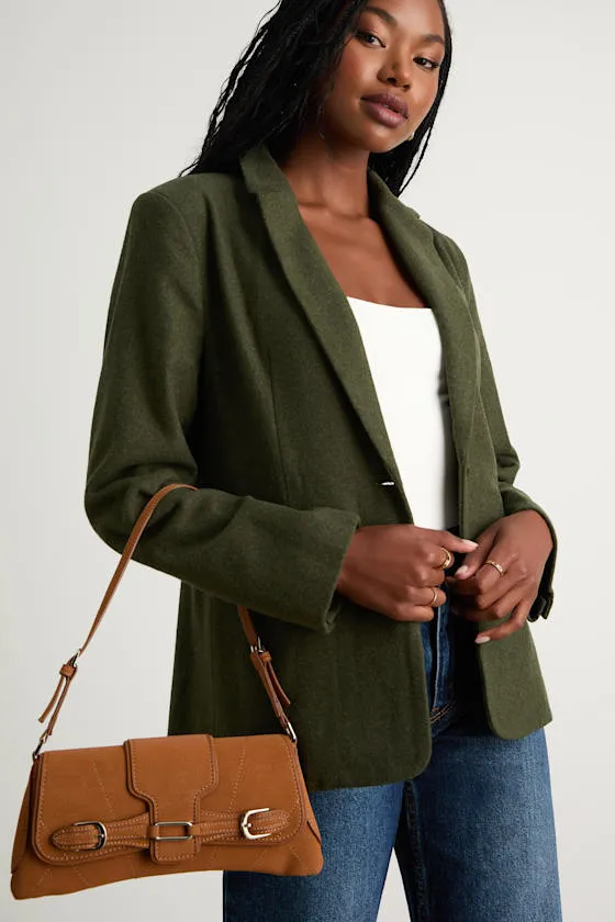 Aubryn Light Brown Suede Buckle Shoulder Bag sold by Lulus product image thumbnail 4