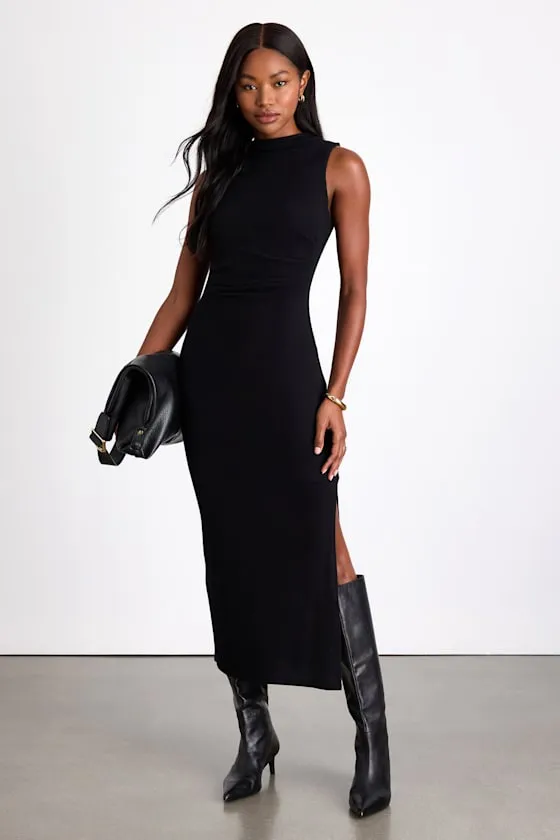 Zephine Black Sleeveless Sweater Midi Dress sold by Lulus