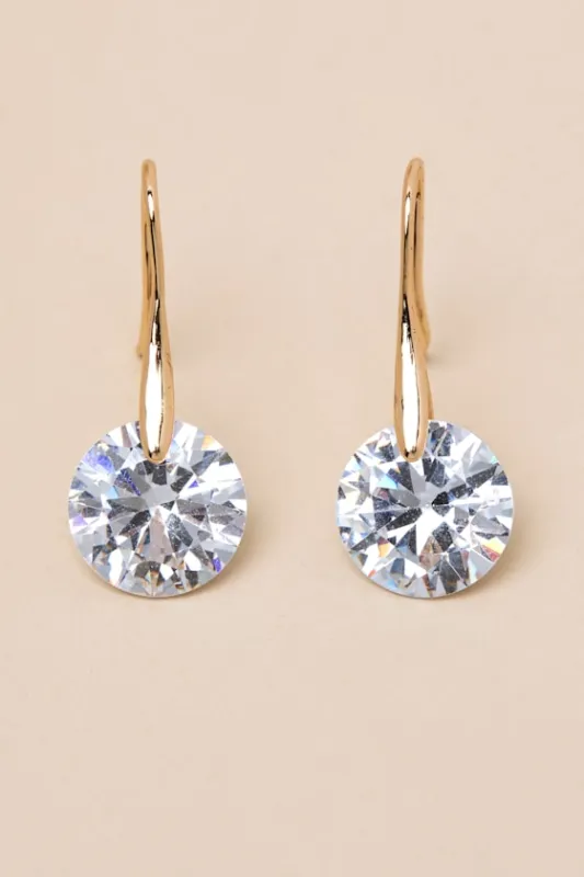Benny Gold Rhinestone Drop Earrings made by Lulus
