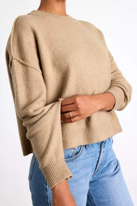Lena Tan Crew Neck Pullover Sweater sold by Lulus