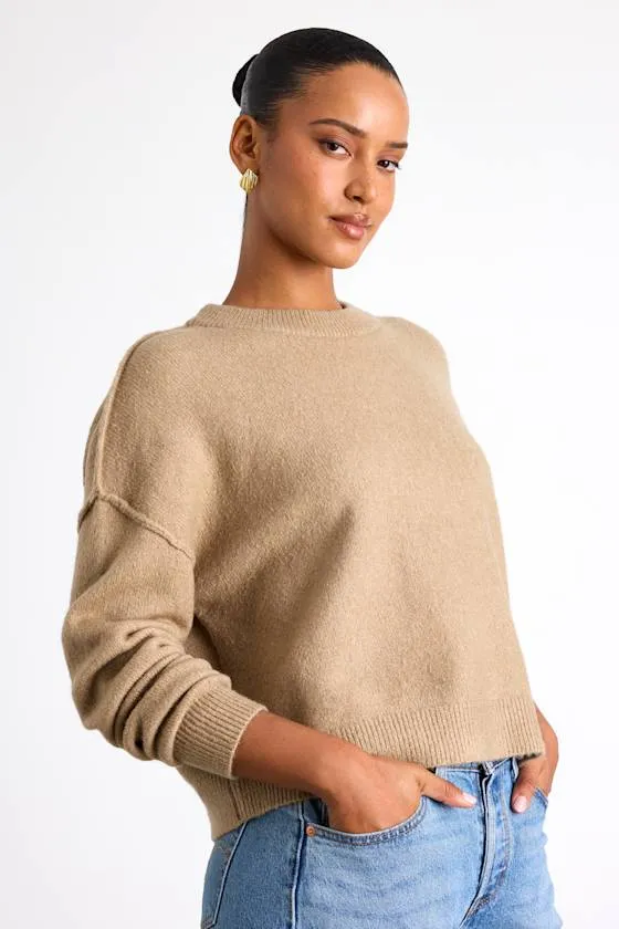 Lena Tan Crew Neck Pullover Sweater sold by Lulus product image thumbnail 2