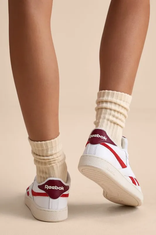Club C Revenge White and Energy Red Leather Sneakers sold by Lulus