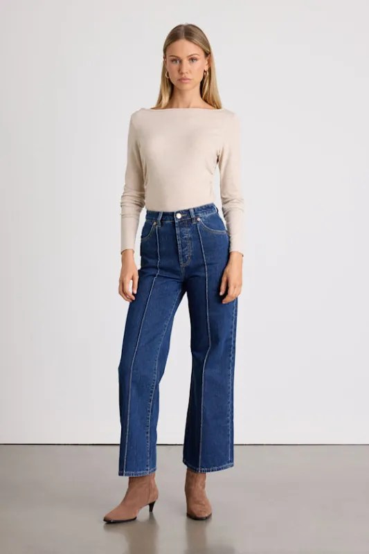Sailor Scoop Dark Wash High-Rise Wide-Leg Jeans sold by Lulus