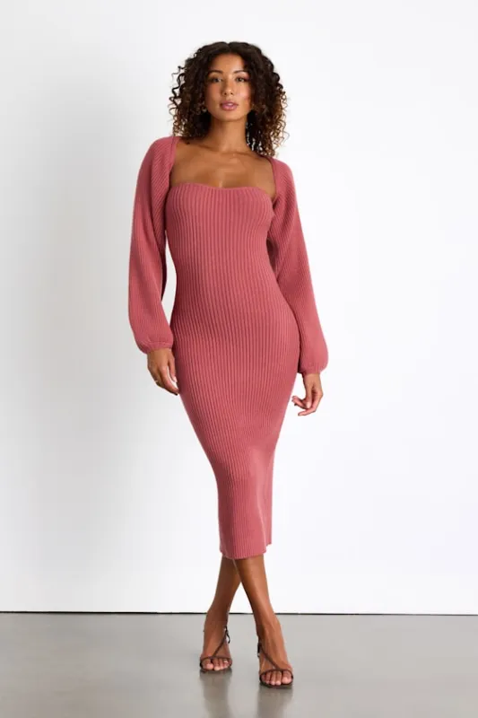 Autumn Aura Rusty Rose Ribbed Two-Piece Sweater Dress made by Lulus