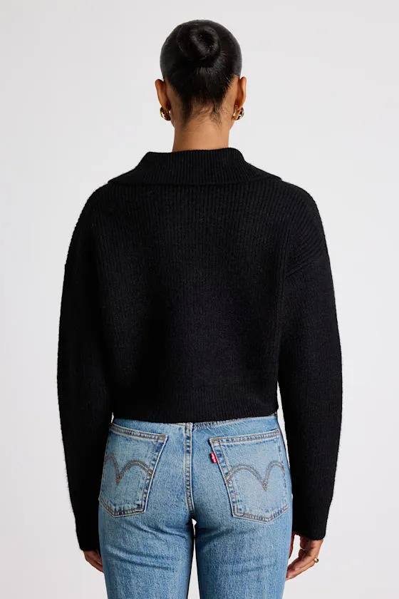 Yavia Black Heart Button Collared Cropped Cardigan Sweater sold by Lulus product image thumbnail 2