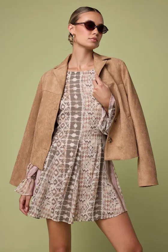 Wrenlynn Tan Suede Collared Jacket sold by Lulus