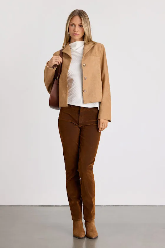 Wrenlynn Tan Suede Collared Jacket sold by Lulus product image thumbnail 4