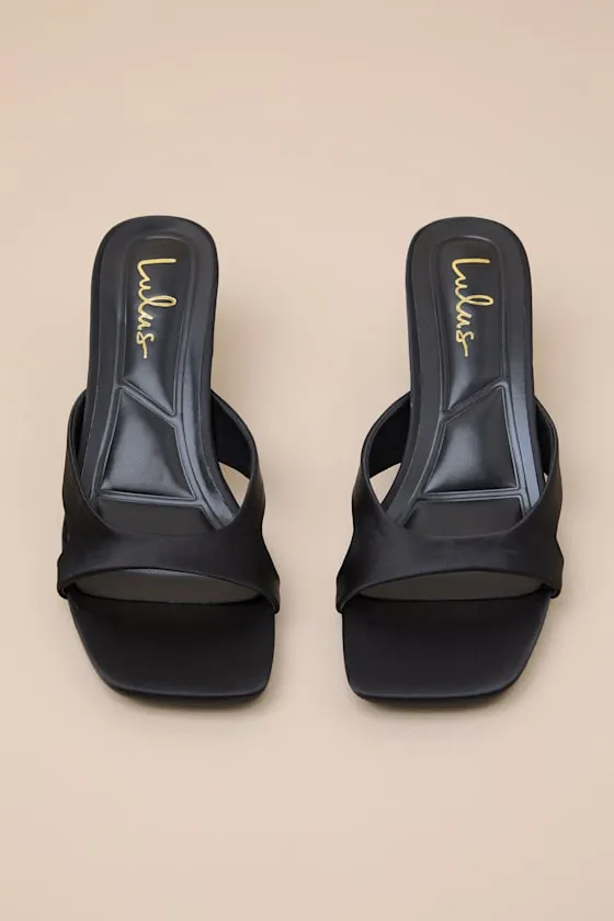 Mirzam Black Satin Kitten Heel Slide Sandals sold by Lulus product image thumbnail 4