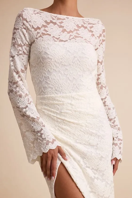 Odariya Ivory Lace Cowl Back Maxi Dress sold by Lulus product image thumbnail 2