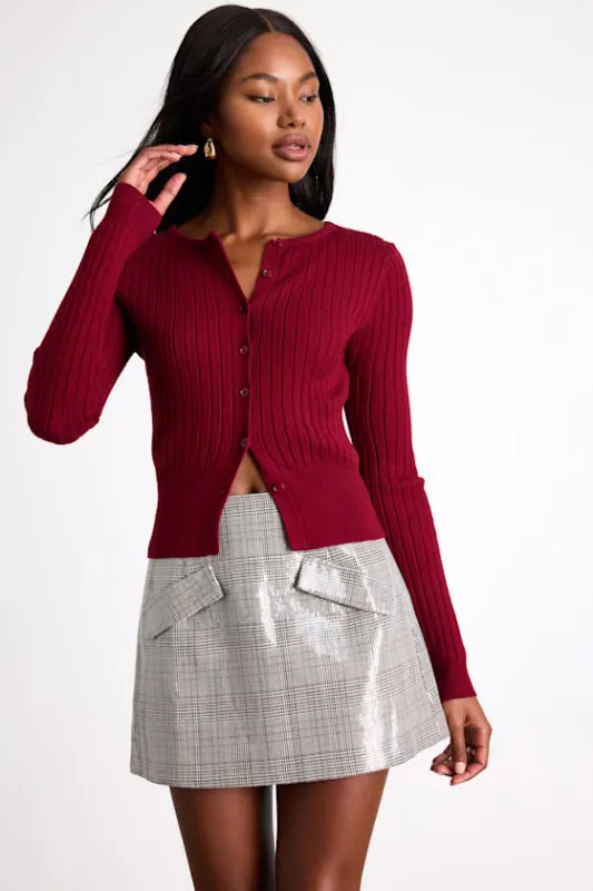 Raven Grey Plaid Sequin High-Rise Mini Skirt made by Lulus
