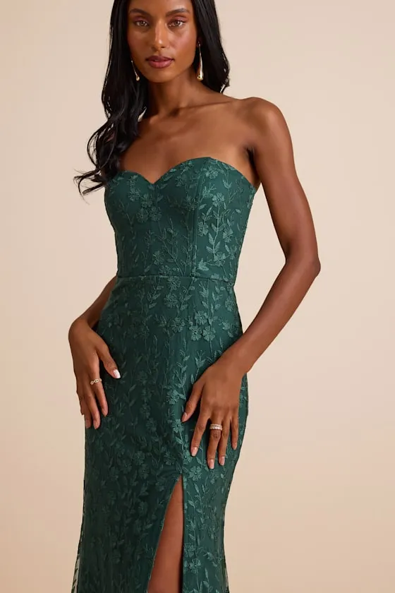 Romantic Beauty Green Floral Embroidered Strapless Maxi Dress sold by Lulus product image thumbnail 2