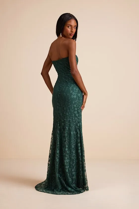 Romantic Beauty Green Floral Embroidered Strapless Maxi Dress sold by Lulus product image thumbnail 3