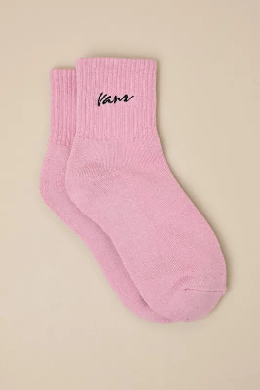 Classic Script Pink Crew Socks sold by Lulus