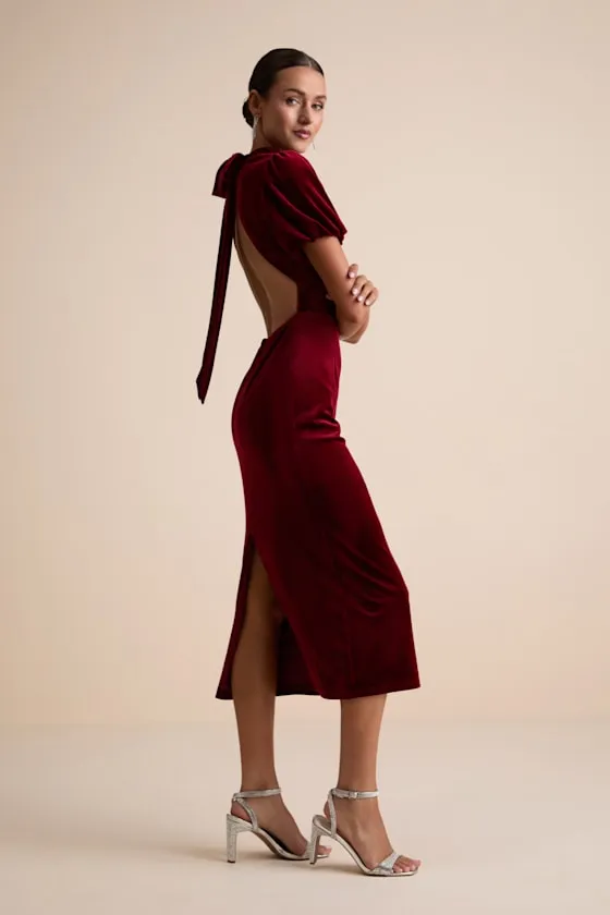 Fabulous Intuition Burgundy Velvet Backless Column Midi Dress sold by Lulus product image thumbnail 2
