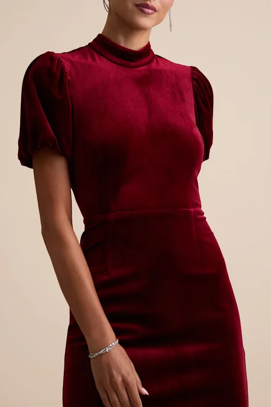 Fabulous Intuition Burgundy Velvet Backless Column Midi Dress sold by Lulus product image thumbnail 3