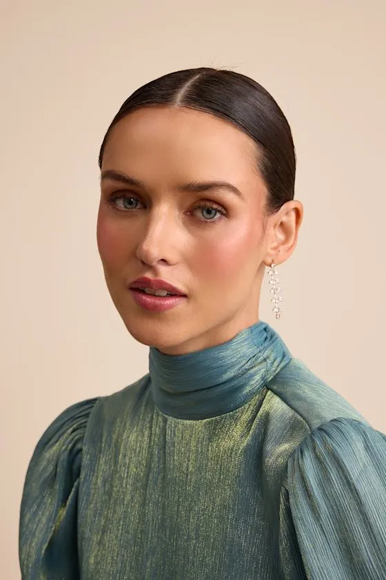 Weylin Gold Rhinestone Leaf Drop Earrings sold by Lulus product image thumbnail 3