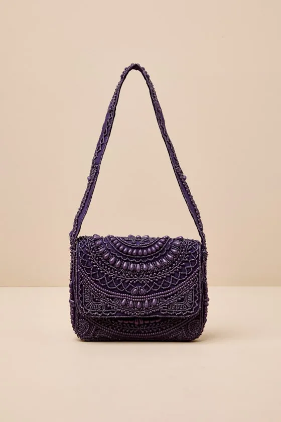 Dinara Dark Purple Beaded Shoulder Bag sold by Lulus product image thumbnail 2