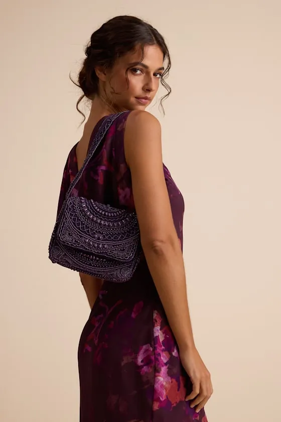 Dinara Dark Purple Beaded Shoulder Bag sold by Lulus product image thumbnail 3