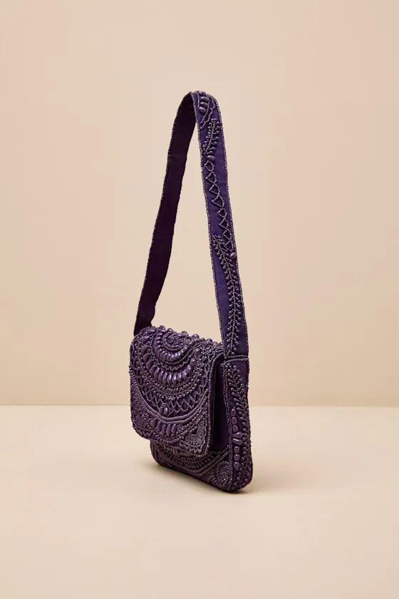Dinara Dark Purple Beaded Shoulder Bag sold by Lulus product image thumbnail 4