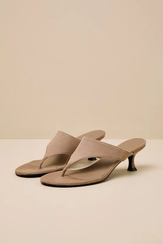 Quincie Fawn Suede Thong Kitten Heel Sandals sold by Lulus product image thumbnail 2