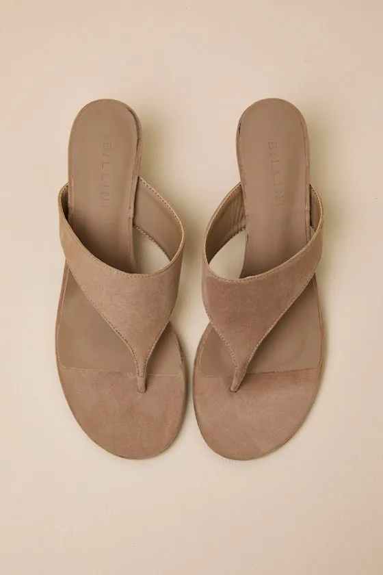 Quincie Fawn Suede Thong Kitten Heel Sandals sold by Lulus product image thumbnail 4