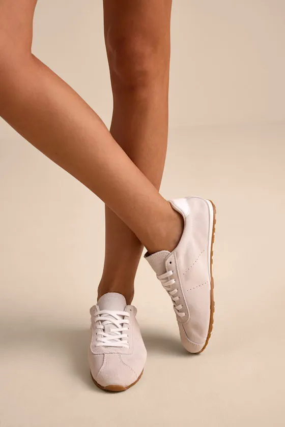 Serina Ivory Suede Leather Lace-Up Sneakers sold by Lulus