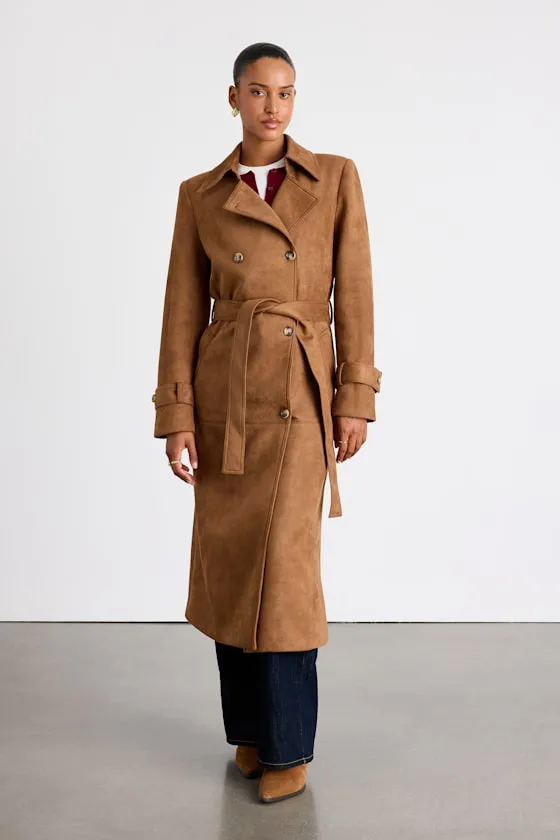 Talissa Light Brown Suede Double-Breasted Trench Coat sold by Lulus product image thumbnail 2