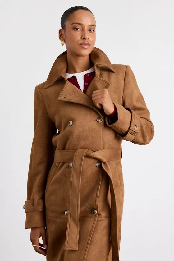 Talissa Light Brown Suede Double-Breasted Trench Coat sold by Lulus product image thumbnail 3