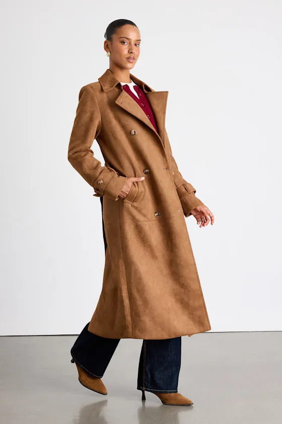 Talissa Light Brown Suede Double-Breasted Trench Coat sold by Lulus product image thumbnail 4