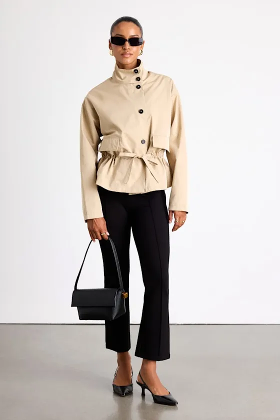 Beneva Beige Collared Cropped Trench Coat sold by Lulus product image thumbnail 3