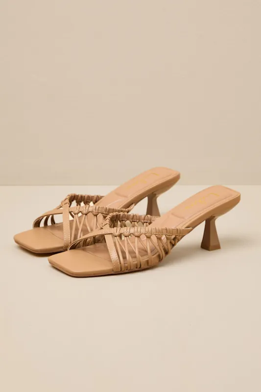 Jamen Mocha Strappy Kitten Heel Slide Sandals sold by Lulus