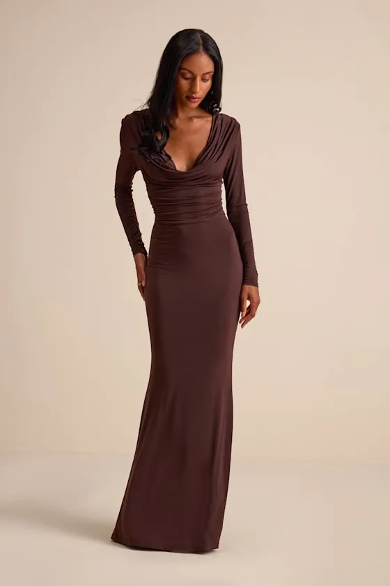 Jennifer Brown Jersey Knit Cowl Neck Maxi Dress sold by Lulus