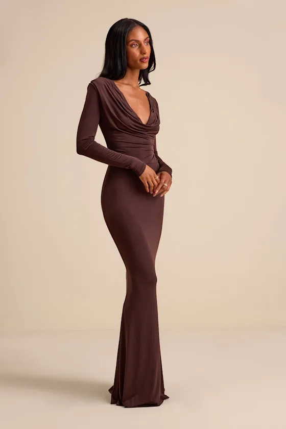 Jennifer Brown Jersey Knit Cowl Neck Maxi Dress sold by Lulus product image thumbnail 4