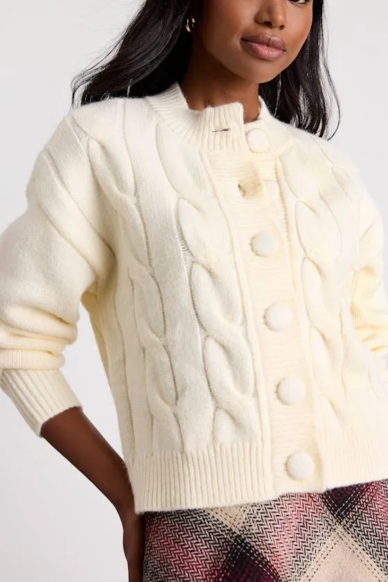 Lenorah Cream Cable Knit Chunky Cardigan Sweater sold by Lulus product image thumbnail 2