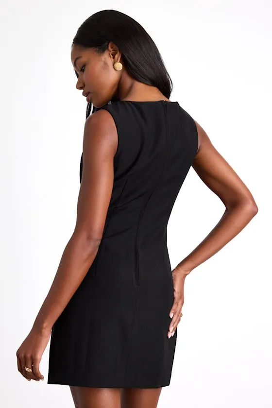 Paedyn Black Boat Neck Side-Button Mini Dress sold by Lulus product image thumbnail 3