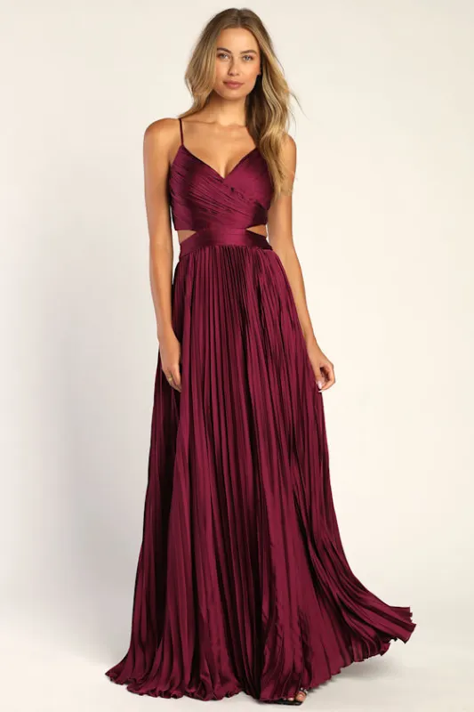Got the Glam Plum Purple Pleated Cutout Maxi Dress sold by Lulus